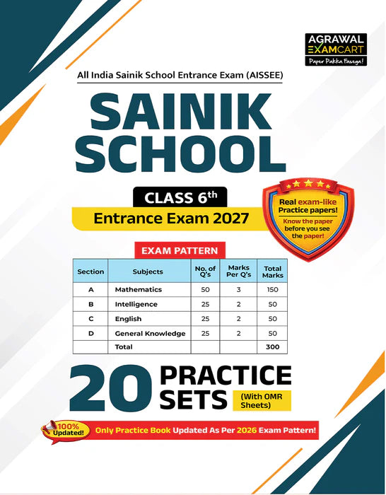 Examcart Sainik School Class 6 Guidebook + Practice Sets For Entrance Exam 2027 In English (2 Books Combo)
