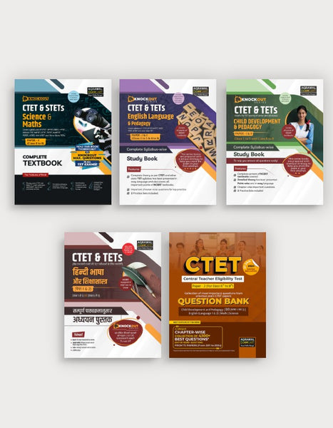 Examcart CTET Class 6-8 Child Development and Pedagogy + English Language And Pedagogy + Science & Math + Hindi Bhasha Text Book + Math & Science Question Bank  For 2024 Exam In English (5 Books Combo)