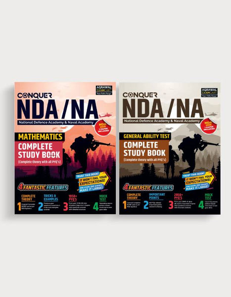 Examcart NDA Math + General Ability Test (Guide Book + PYQ) in English (2 Books Combo)