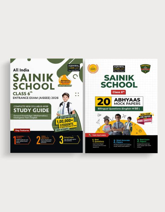 Examcart Sainik School Class 6 Guide Book + Abhyaas Mock Papers For 2026 Exam in English (2 Books Combo) Examcart Sainik School Class 6 Guide Book + Abhyaas Mock Papers For 2026 Exam in English (2 Books Combo)