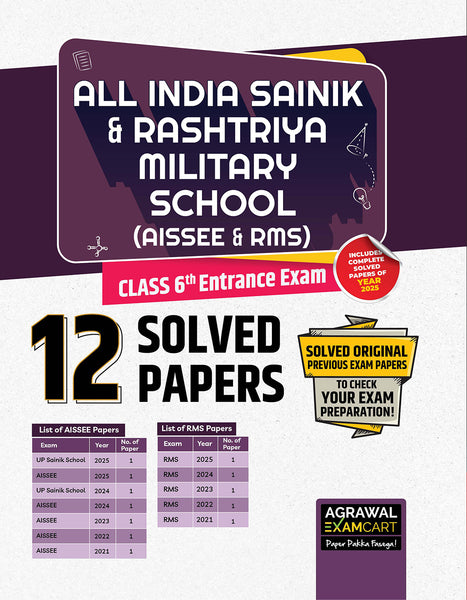 E-Book Examcart Sainik School & Rashtriya Military School Class 6 Solved Paper For 2026 Exam (English Medium)