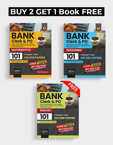 Examcart Bank Clerk & PO Maths & Reasoning + (English FREE) Chapterwise Solved Papers for Alll Bank Exams