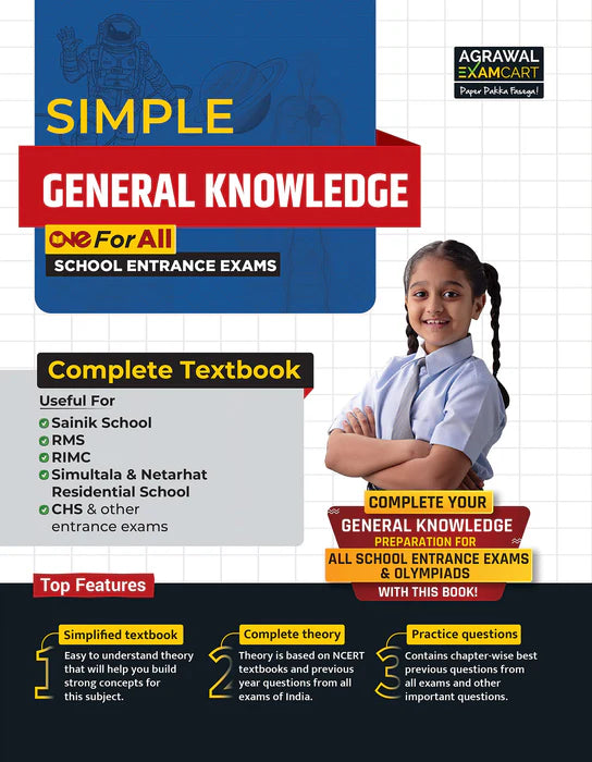 Examcart Sainik School Class 6 Abhyaas Mock Papers + Math + Reasoning + Hindi + General Knowledge Textbook for 2025 Exam in English (5 Books Combo)