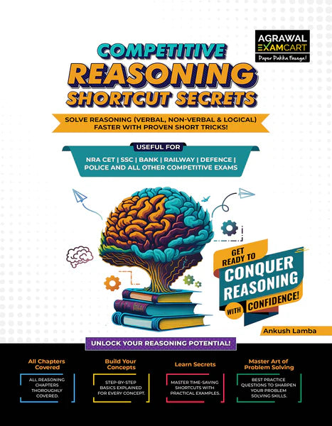 Examcart Competitive Reasoning Shortcut Secrets + Math Text Book By DP Singh Sir + General English + Static GK Textbook in English for 2024 Exam (4 Books Combo)