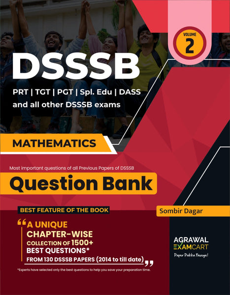 Examcart DSSSB Math Question Bank by Sombir Dagar Sir for PRTs | TGTs | PGTs | Spl. Edu | DASS For 2024 Exam in English