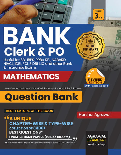 Examcart Bank Clerk & PO Maths By Harshal Sir+ Reasoning By Tanvi Chugh Ma'am + English Question Bank By Satyendra Tiwari For Bank Exams in English (3 Books Combo)