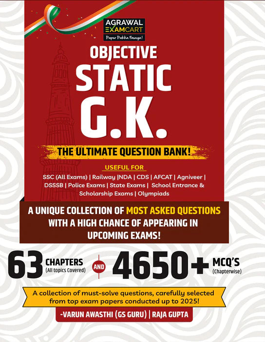 Examcart Static GK Textbook + Objective GK Question Bank by Varun Awasthi Sir & Raja Gupta Sir in English Medium (Set of 2 Books)