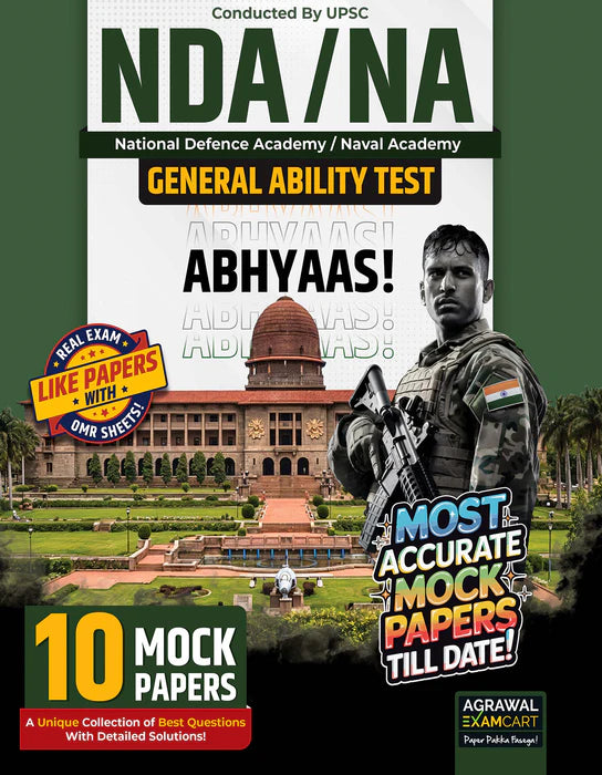 Examcart NDA/NA General Ability Test Yodha Combo (Guidebook + 10 ABHYAAS Mock Papers) For 2026 Exam In English Medium (Set of 2 Books)