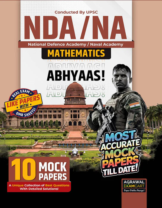 Examcart NDA/NA Mathematics (Guide + PYQ) Book  + 10 ABHYAAS Mock Papers For 2025 Exam In English (2 Books Combo)