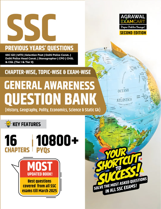 Examcart SSC General Awareness Question Bank Book For CGL (Tier 1 & 2), CHSL, MTS, CPO, Delhi Police, Selection Post, Stenographer & SSC GD Exam (English Medium)