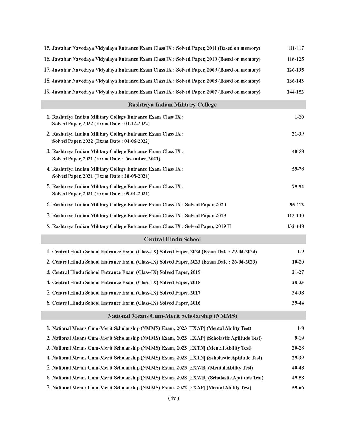 Examcart Class 9 All School Entrance Exams (JNV, Sainik, RIMC, CHS & NMMS) Solved Papers Book For 2026 Exam (English Medium)