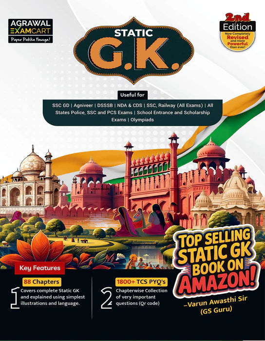 Examcart Static GK Textbook + Objective GK Question Bank by Varun Awasthi Sir & Raja Gupta Sir in English Medium (Set of 2 Books)
