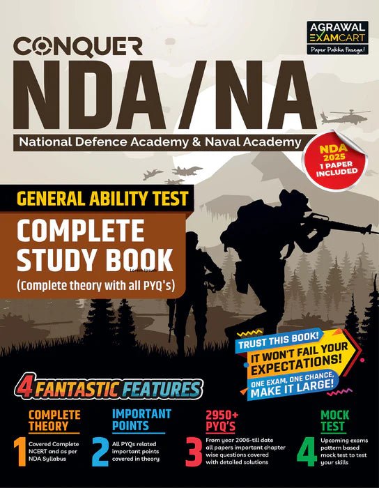 NDA/NA Math + GAT Guide Books + Abhyaas  Mock Papers For 2025 Exam In English (4 Books Combo)