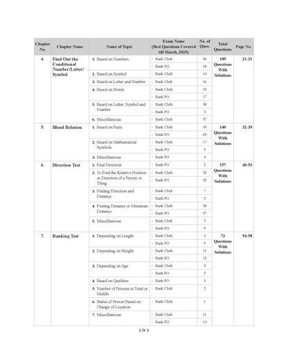 Examcart Bank Clerk & PO Reasoning Question Bank For Bank Exams (SBI | IBPS | RRBs | RBI | NABARD) in English
