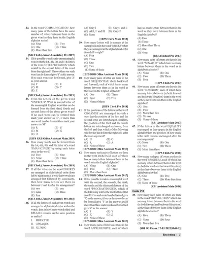 bank exam reasoning