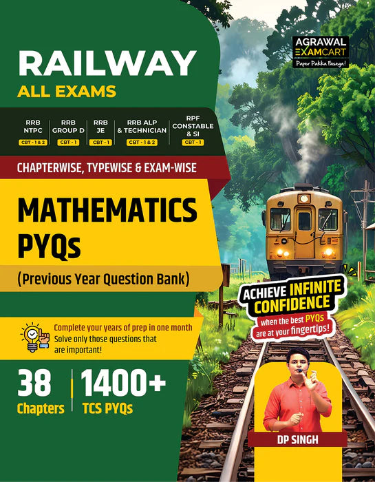 Examcart All Railway Exams PYQs Combo Book 2026 By Kajal Sihag, DP Singh, Akash Chaturvedi | Maths, Reasoning & General Awareness & General Science | For RRB NTPC, Group D, ALP, JE & RPF SI/Constable (English) (Set of 3 Books)