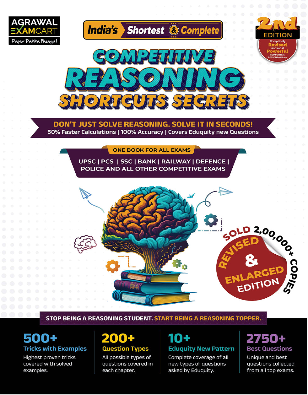 Examcart Competitive Competitive Math Shortcut + Competitive Reasoning Shortcut + Static GK Textbook In English Medium (3 Book Combo)
