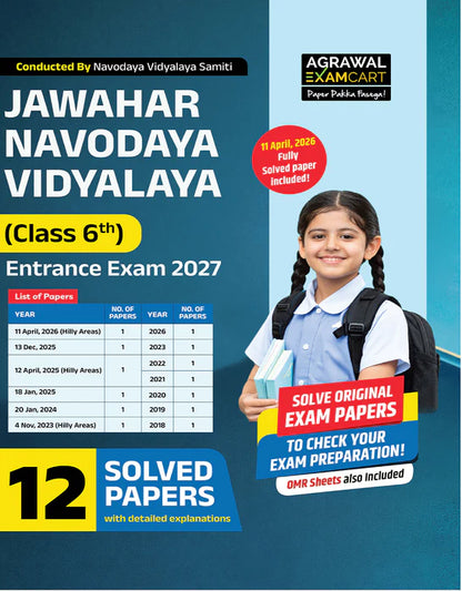 Examcart Jawahar Navodaya Vidyalaya Class 6 Guide Book + Solved Paper Book For 2027 Exam In English (2 Books Combo)