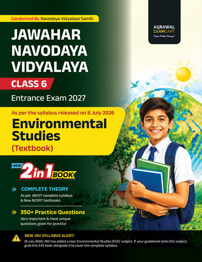Examcart Jawahar Navodaya Vidyalaya (JNV) Class 6 Entrance Exam Combo 2027 | Complete Study Guide + Environmental Studies (EVS) Book | NCERT Based Latest Syllabus  (English Medium) (Set of 2 Books)