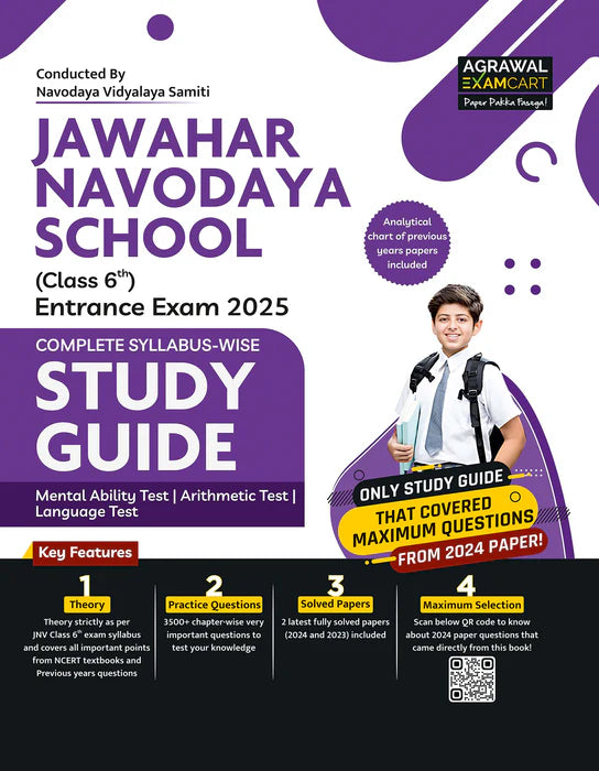 Examcart Jawahar Navodaya Vidyalaya (JNV) Class 6 Complete Guidebook + Practice Sets For Entrance Exam 2025 in English (2 Books Combo)