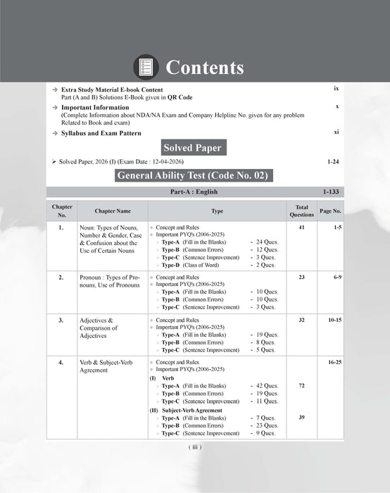 Examcart NDA/NA General Ability Test (Guide + PYQ) Book For 2026 Exam In English