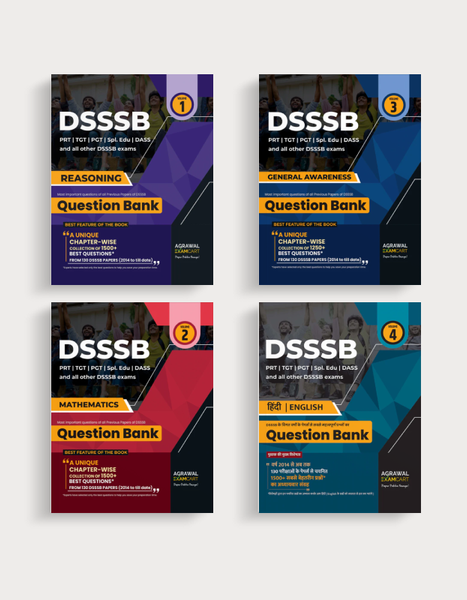 Examcart DSSSB Reasoning + Maths + General Awareness + Hindi / English Question Banks for 2025 Exam in English (4 Books Combo)