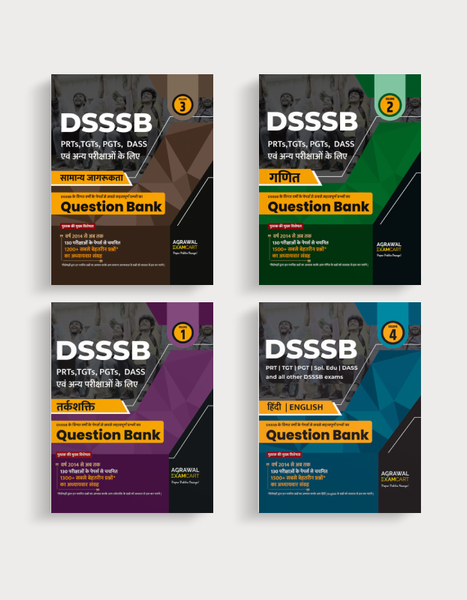 Examcart DSSSB Maths + Reasoning + General Awareness (GS) + Hindi - English Language Question Bank for PRTs | TGTs | PGTs | Spl. Edu | DASS For 2025 Exams In Hindi  (4 Books Combo)