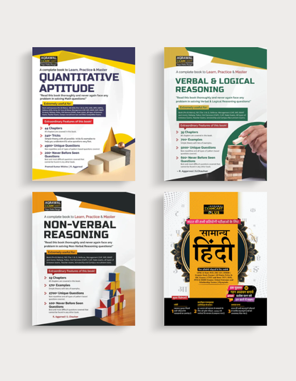 Examcart Samanaya Hindi + Quantitive Aptitude + Reasoning Textbooks in English For All Central & State Level Exams (4 Books Combo)