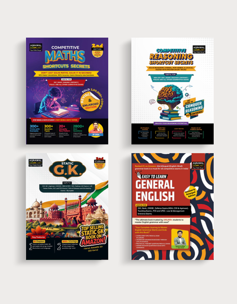 Examcart Competitive Reasoning Shortcut Secrets + Math Text Book By DP Singh Sir + General English + Static GK Textbook in English Medium (4 Books Combo)