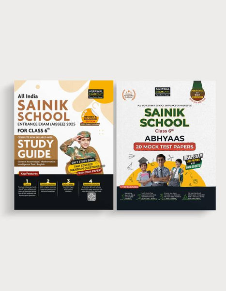 Examcart Sainik School Class 6 Guide Book + Abhyaas Mock Papers for 2025 Exam in English (2 Books Combo)