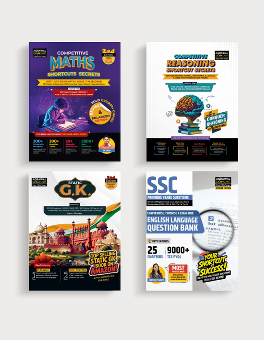 Examcart SSC English Language Question Bank + Static GK + Short Maths By DP Singh Sir + Short Reasoning Textbook for All SSC Exams 2026 in English (4 Books Combo)