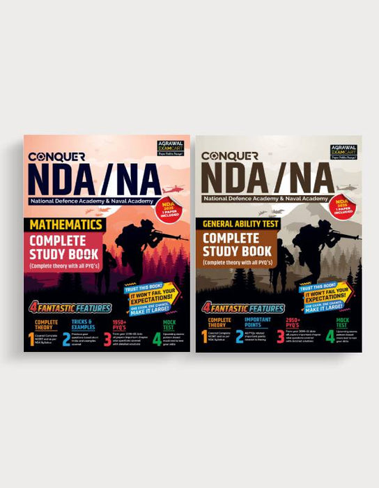 Examcart NDA Math + General Ability Test (Guide Book + PYQ) in English (2 Books Combo)