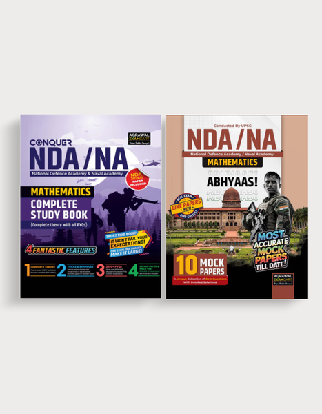 Examcart NDA/NA Mathematics YODHA Combo (Guidebook + 10 ABHYAAS Mock Papers) For 2026 Exam In English (2 Books Combo)