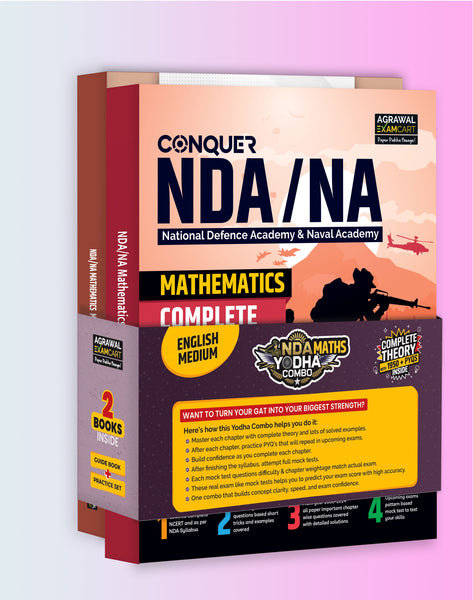 Examcart NDA/NA Mathematics YODHA Combo (Guidebook + 10 ABHYAAS Mock Papers) For 2025 Exam In English (2 Books Combo)