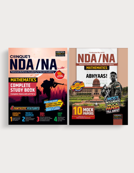 Examcart NDA/NA Mathematics YODHA Combo (Guidebook + 10 ABHYAAS Mock Papers) For 2026 Exam In English (2 Books Combo)