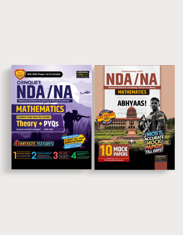 Examcart NDA/NA Mathematics YODHA Combo (Guidebook + 10 ABHYAAS Mock Papers) For 2026 Exam In English (2 Books Combo)