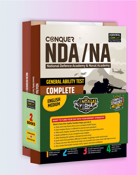 Examcart NDA/NA General Ability Test Yodha Combo (Guidebook + 10 ABHYAAS Mock Papers) For 2025 Exam In English Medium (Set of 2 Books)