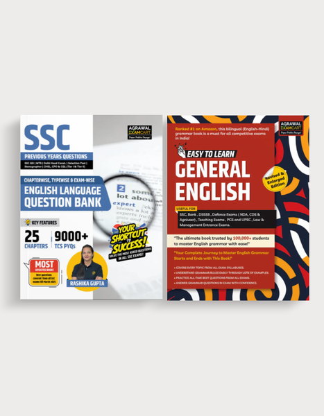 Examcart SSC English Language Question Bank + General English Textbook by Rashika Gupta Ma'am  (Set of 2 Books)