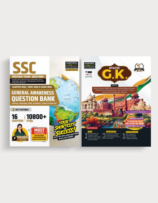 Examcart SSC GS Question Part + Static GK Textbook  (Set of 2 Books) in English Medium