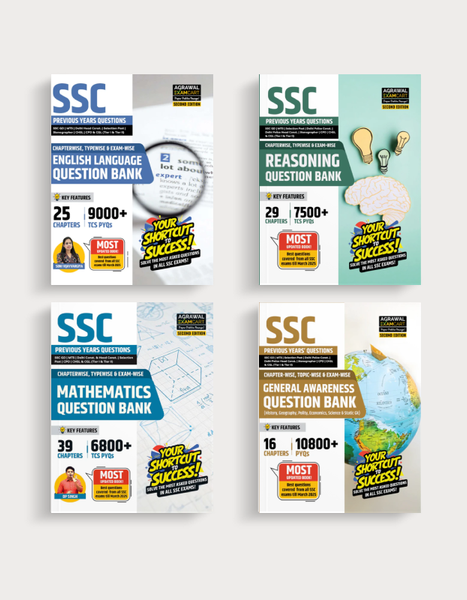 Examcart SSC Math + Reasoning + English + GS Question Bank for SSC GD | MTS | Delhi Police | Selection Post | CHSL | Stenographer | CPO & CGL (Tier 1 & 2) in English (4 Books Combo)