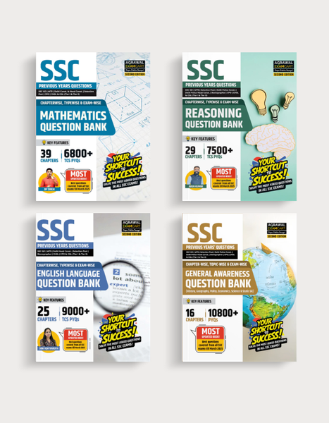 Examcart SSC Math + Reasoning + English + GS Question Bank for SSC GD | MTS | Delhi Police | Selection Post | CHSL | Stenographer | CPO & CGL (Tier 1 & 2) in English (4 Books Combo)