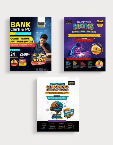 Examcart Bank Clerk & PO Quantitative Aptitude by Vikas Jangid Sir +  Mathematics Shortcuts Secrets Textbook + Reasoning Shortcut Secrets Textbook For 2025 in English (3 Books Combo)
