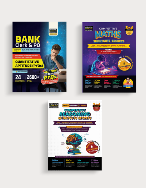 Examcart Bank Clerk & PO Quantitative Aptitude +  Mathematics Shortcuts Secrets Textbook + Reasoning Shortcut Secrets Textbook For 2026 in English (3 Books Combo)