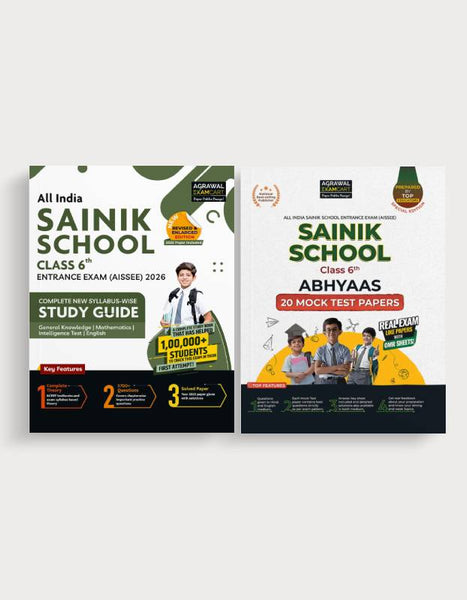 Examcart Sainik School Class 6 Guide Book + Abhyaas Mock Papers For 2026 Exam in English (2 Books Combo)