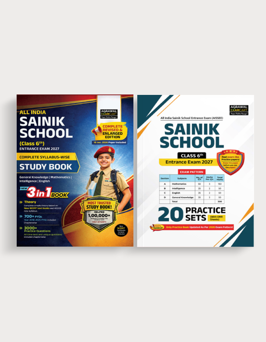 Examcart Sainik School Class 6 Guidebook + Practice Sets For Entrance Exam 2027 In English (2 Books Combo)