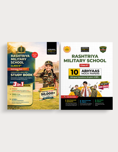 Examcart Rashtriya Military School Guide Book + Abhyass Mock Papers Class 6 For 2027 Exam In English (2 Books Combo)