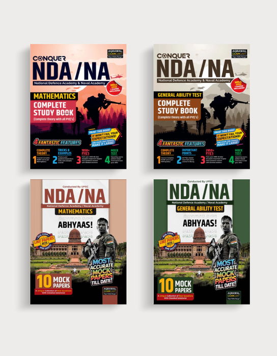NDA/NA Math + GAT Guide Books + Abhyaas  Mock Papers For 2025 Exam In English (4 Books Combo)