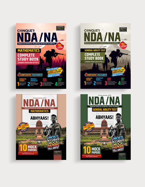 NDA/NA Math + GAT Guide Books + Abhyaas  Mock Papers For 2026 Exam In English (4 Books Combo)