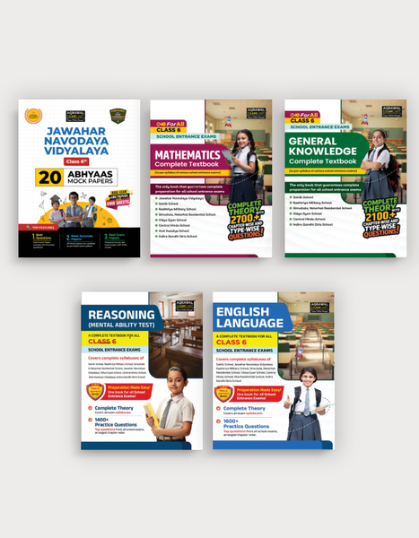Examcart Jawahar Navodaya School Class 6 Abhyaas Mock Papers Reasoning + English + Math + General Knowledge Testbook For 2027 Exam in English (5 Books Combo)
