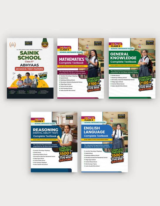 Examcart Sainik School Class 6 Abhyaas Mock Papers + Reasoning + English + Math + General Knowledge Testbook for 2026 Exam in English (5 Books Combo)